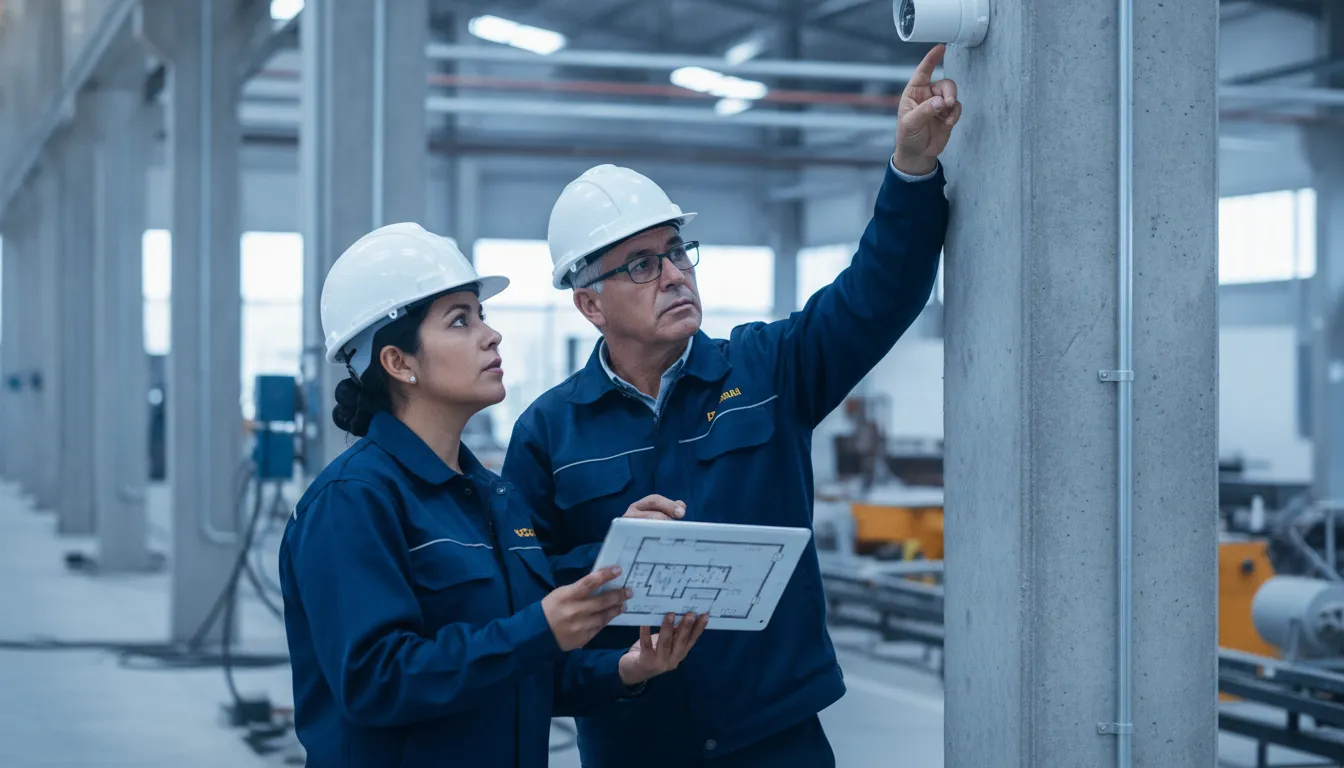 Ingenieros de Techman revisando planos de cobertura